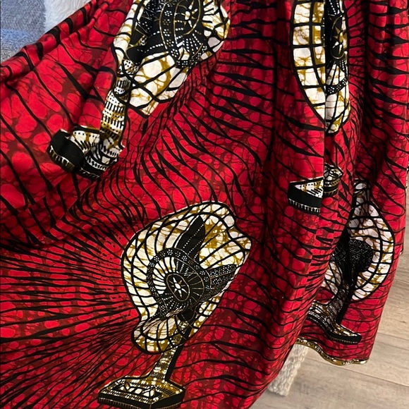 Strapless Red Patterned Dress - Picture 6 of 10